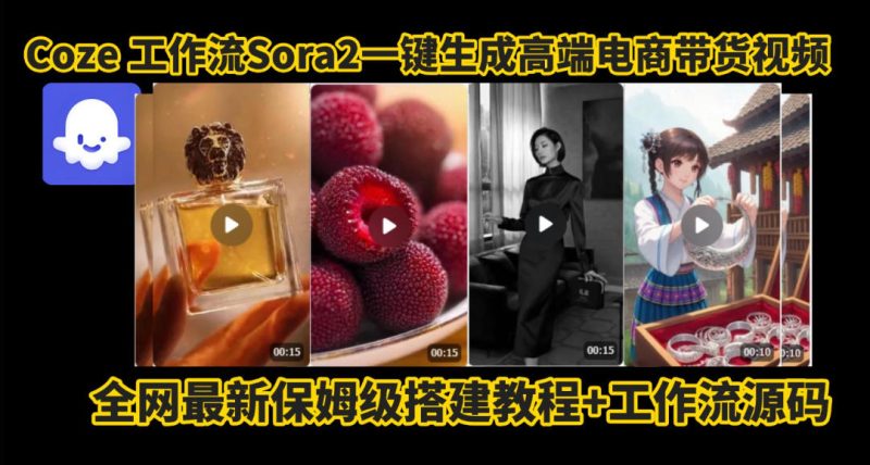 coze智能体sora2一键生成电商带货高端视频工作流保姆级拆解教程,无需剪辑,无需拍摄-初遇资源网