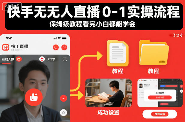 快手无人直播0-1实操流程，保姆级教程看完小白都能学会-初遇资源网