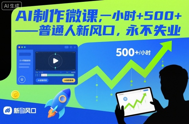 AI制作微课，一小时5张+，普通人新风口，永不失业-初遇资源网