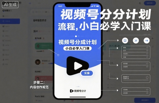 视频号分成计划实操流程,小白必学入门课-初遇资源网