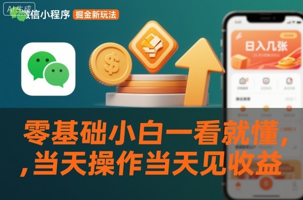 微信小程序掘金新玩法,日入几张,零基础小白一看就懂,当天操作当天见收益-初遇资源网