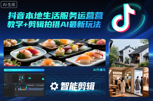 抖音本地生活服务运营教学+剪辑拍摄AI最新玩法-初遇资源网