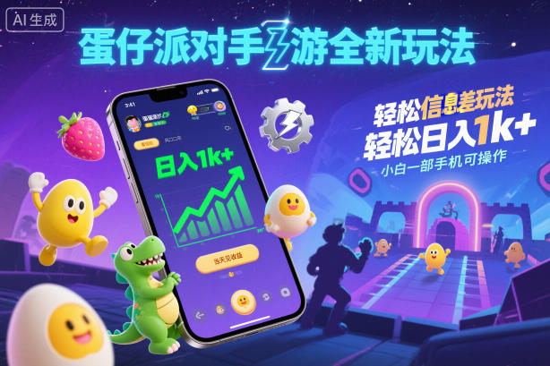 蛋仔派对手游全新玩法,轻松日入1k+,风口信息差玩法,当天见收益,小白一部手机可操作-初遇资源网
