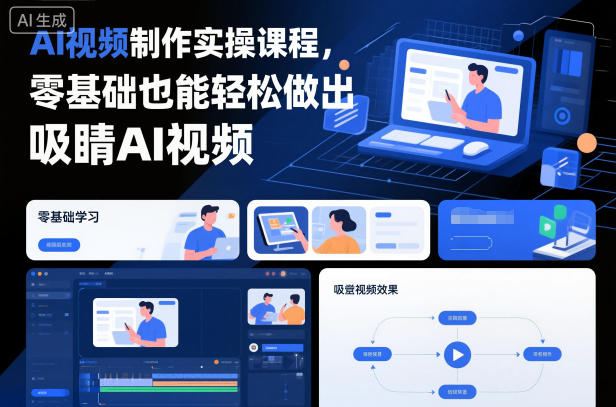 AI视频制作实操课程,零基础也能轻松做出吸睛AI视频-初遇资源网