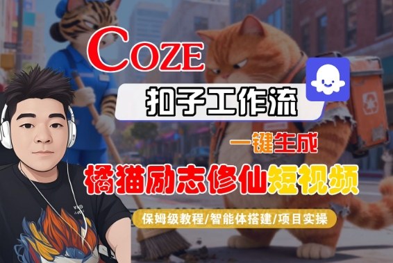 Coze扣子智能体工作流一键生成“橘猫励志修仙“短视频，全流程保姆级教学-初遇资源网