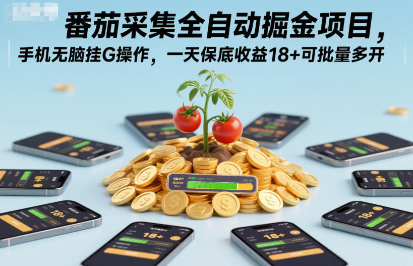 【冒泡网】番茄采集全自动掘金项目，手机无脑挂G操作，一天保底收益18+可批量多开 - 初遇资源网