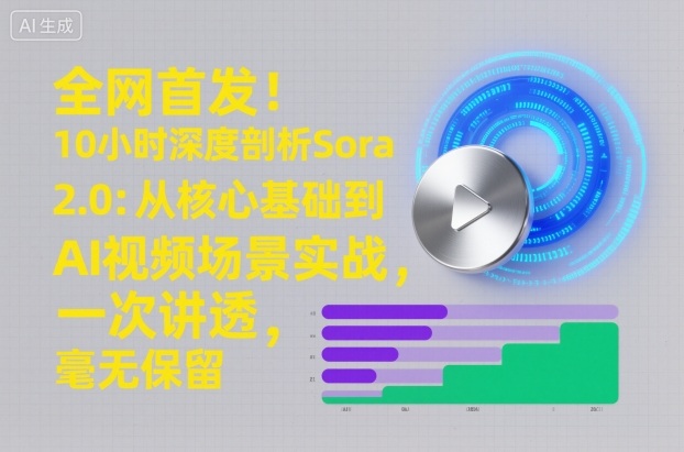 全网首发!10小时深度剖析Sora 2.0:从核心基础到AI视频场景实战,一次讲透,毫无保留-初遇资源网