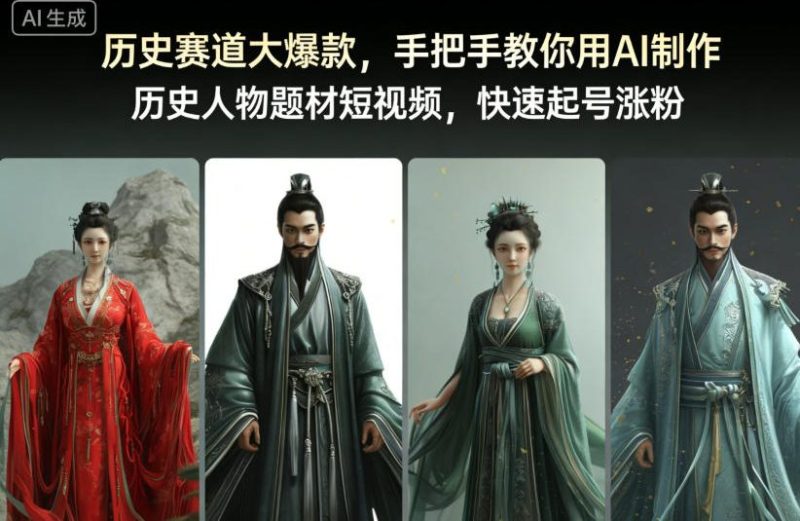 历史赛道大爆款,手把手教你用AI制作历史人物题材短视频,快速起号涨粉-初遇资源网