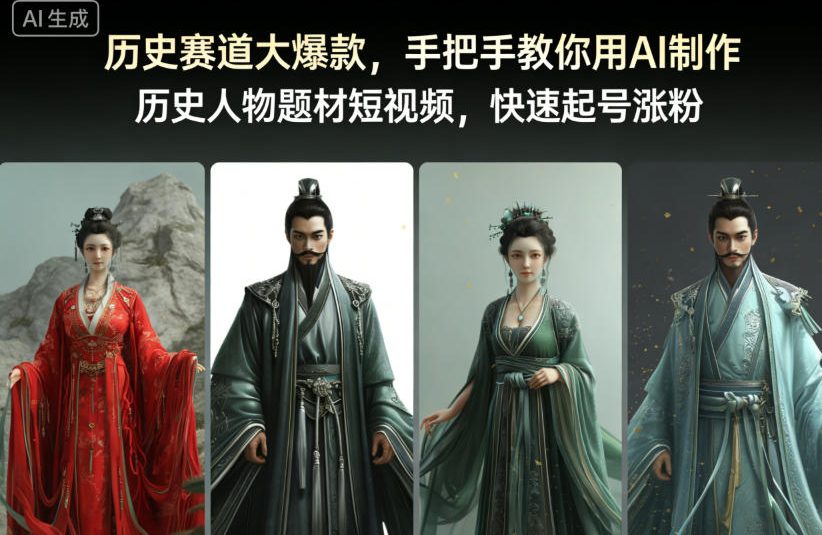 【冒泡网】历史赛道大爆款，手把手教你用AI制作历史人物题材短视频，快速起号涨粉 - 初遇资源网