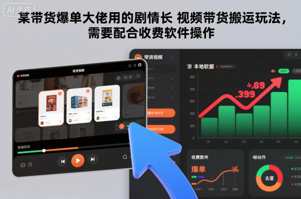 某带货爆单大佬用的剧情长视频带货搬运玩法，需要配合收费软件操作-初遇资源网