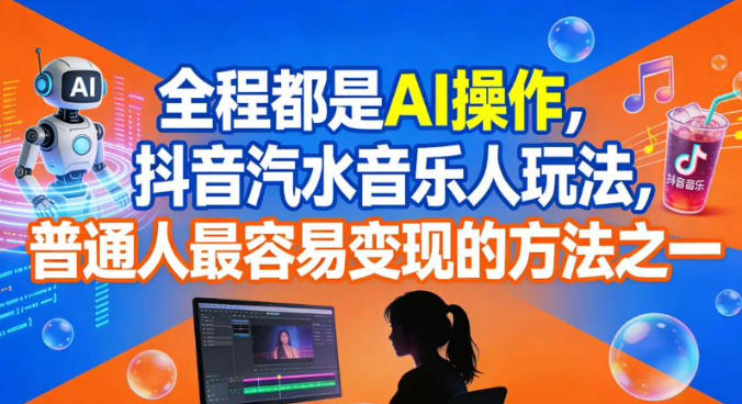 全程都是AI操作,抖音汽水音乐人玩法,普通人最容易变现的方法之一-初遇资源网