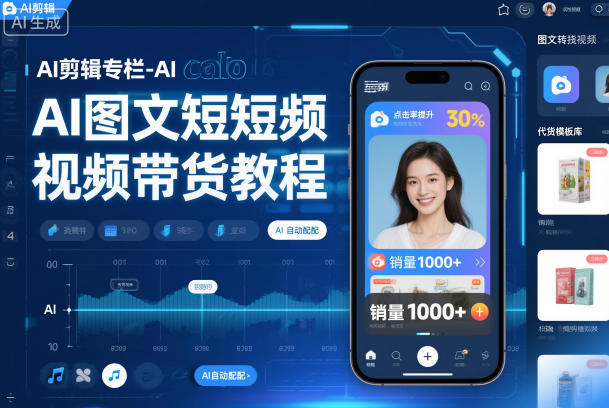 AI剪辑专栏-AI图文短视频带货教程-初遇资源网