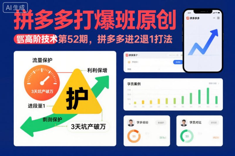 拼多多打爆班原创高阶技术第52期,拼多多进2退1打法-初遇资源网