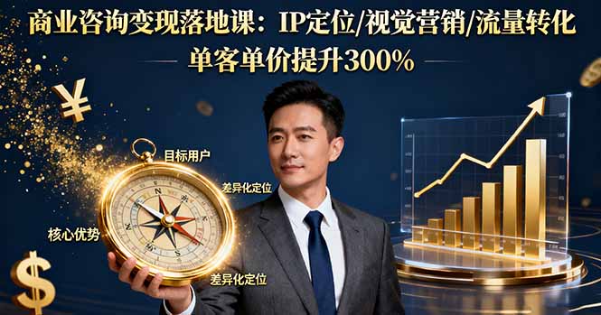 商业咨询变现落地课:IP定位/视觉营销/流量转化,单客单价提升300%-初遇资源网
