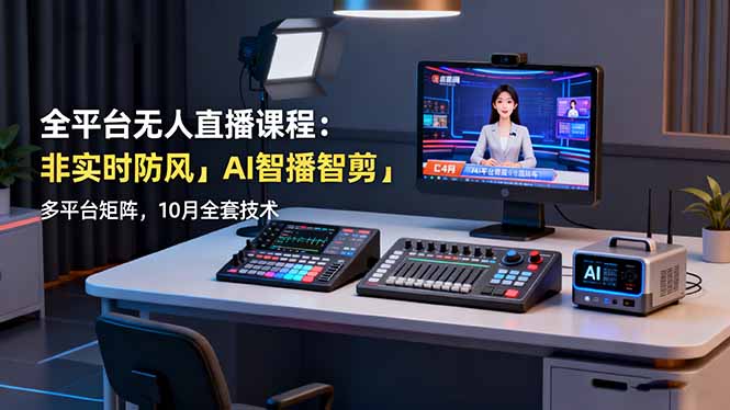 全平台无人直播课程:非实时防风+AI智播智剪+多平台矩阵,10月全套技术-初遇资源网