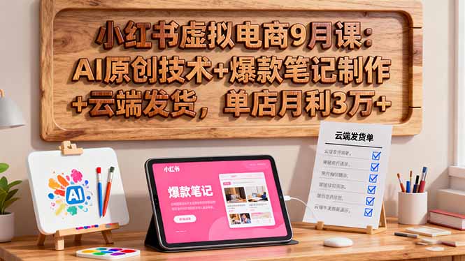 小红书虚拟电商9月课:AI原创技术+爆款笔记制作+云端发货,单店月利3万+-初遇资源网