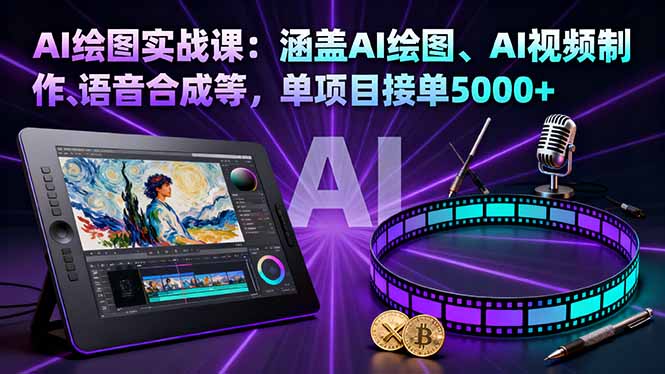 AI绘图实战课:涵盖AI绘图、AI视频制作、语音合成等,单项目接单5000+-初遇资源网