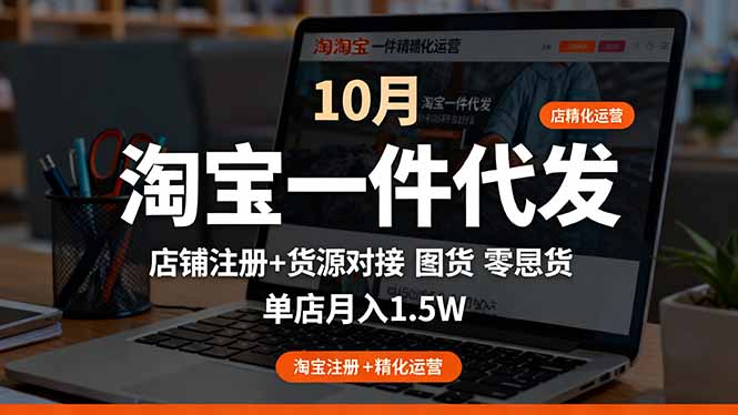 淘宝一件代发精细化运营-10月:店铺注册+货源对接+零囤货,单店月入1.5w-初遇资源网