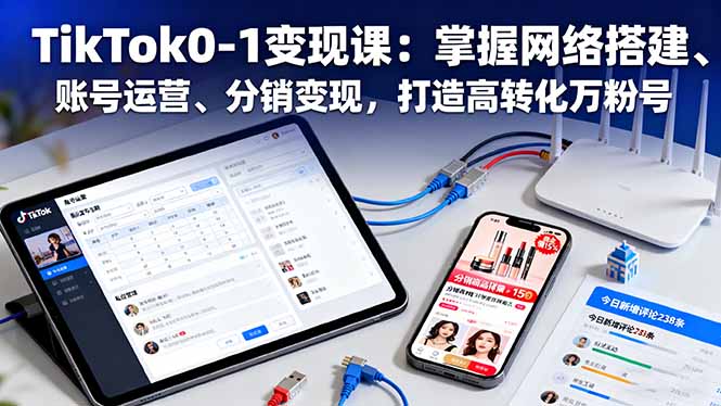 TikTok0-1变现课：掌握网络搭建、账号运营、分销变现，打造高转化万粉号-初遇资源网
