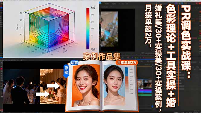 PR调色实战课：色彩理论+工具实操+婚礼医美/30+实操案例，月接单超2万-初遇资源网