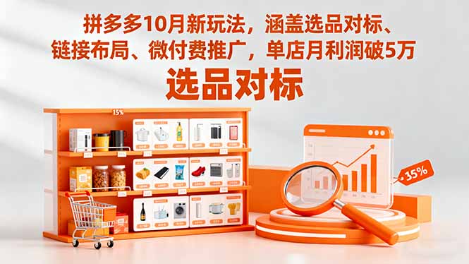 拼多多10月新玩法，涵盖选品对标、链接布局、微付费推广，单店月利润破5万-初遇资源网