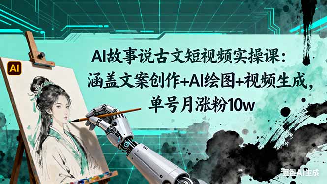 AI故事说古文短视频实操课:涵盖文案创作+AI绘图+视频生成,单号月涨粉10w-初遇资源网