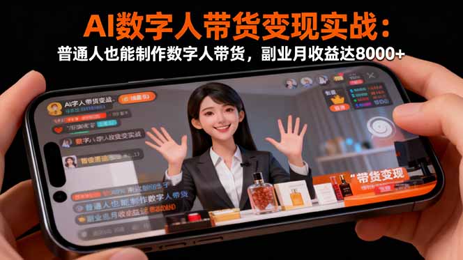 AI数字人带货变现实战:普通人也能制作数字人带货,副业月收益达8000+-初遇资源网