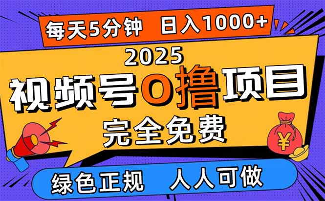 2025视频号0撸项目,5分钟一个号,日入1000+,人人可做-初遇资源网