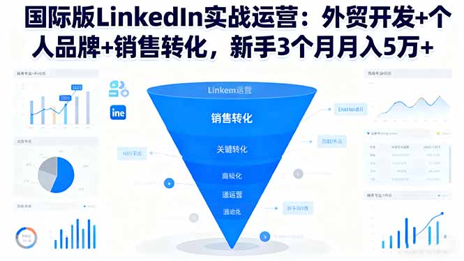 国际版LinkedIn实战运营:外贸开发+个人品牌+销售转化,新手3个月月入5万+-初遇资源网