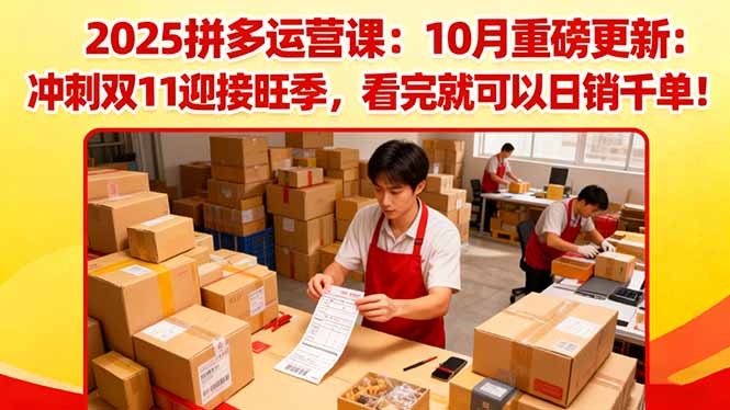 2025拼多多运营课:10月重磅更新:冲刺双11迎接旺季,看完就可以日销千单-初遇资源网