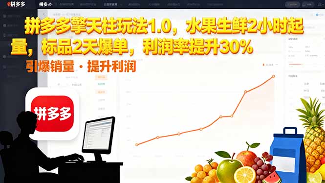 拼多多 擎天柱玩法1.0,水果生鲜2小时起量,标品2天爆单,利润率提升30%-初遇资源网