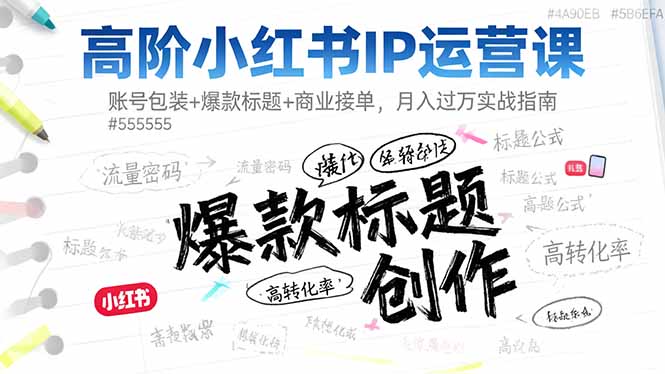 高阶小红书IP运营课:账号包装+爆款标题+商业接单,月入过万实战指南-初遇资源网
