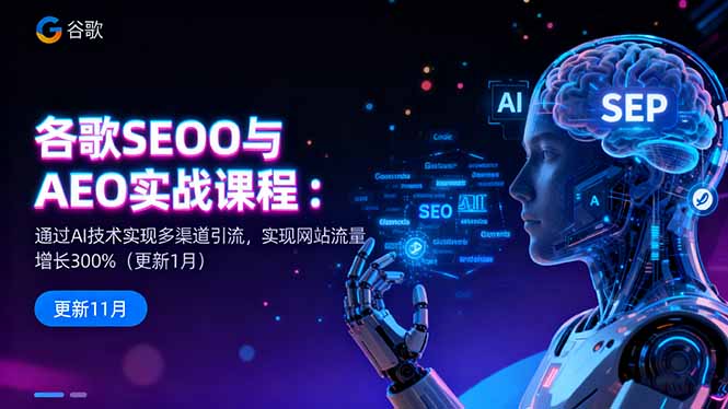 谷歌SEO与AEO实战课程:通过AI技术实现多渠道引流,实现网站流量增长300%-初遇资源网