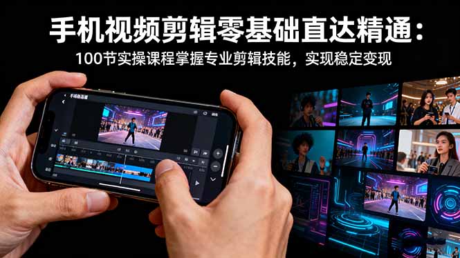 手机视频剪辑零基础直达精通：100节实操课程掌握专业剪辑技能，实现稳…-初遇资源网