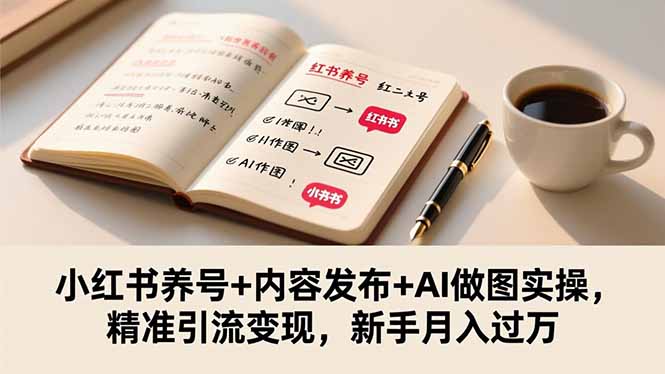 小红书养号+内容发布+AI做图实操，精准引流变现，新手月入过万-初遇资源网
