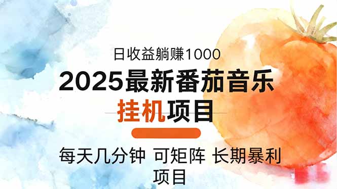2025年最新番茄音乐人挂机项目,每天几分钟,月入1000+,可矩阵,一台…-初遇资源网