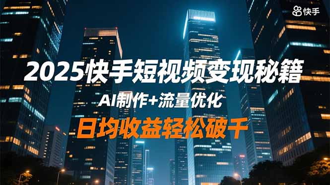 2025快手短视频变现秘籍，AI制作+流量优化，日均收益轻松破千-初遇资源网