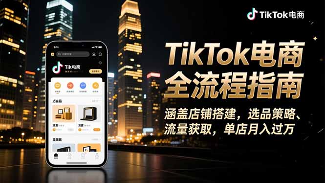 TikTok电商全流程指南,涵盖店铺搭建、选品策略、流量获取,单店月入过万-初遇资源网