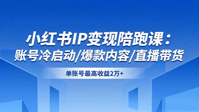 小红书IP变现陪跑课:账号冷启动/爆款内容/直播带货,单账号最高收益2万+-初遇资源网