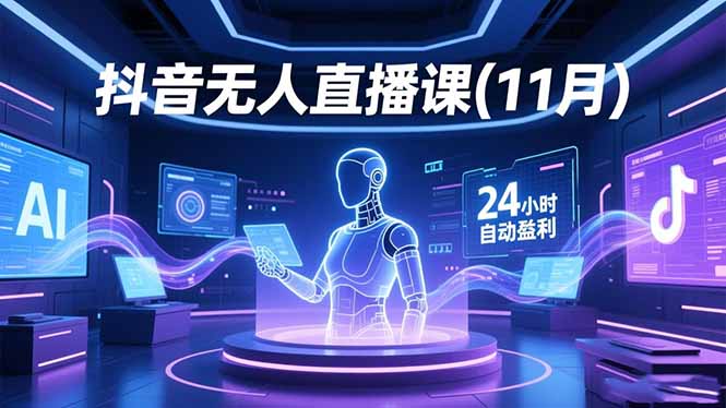 抖音无人直播课(11月),AI实景、数字人、绿幕、多种玩法、24小时自动盈利-初遇资源网