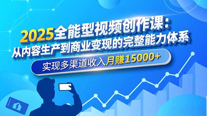 2025全能型视频创作课:从内容生产到商业变现的完整能力体系,实现多渠道收入月赚15000+-初遇资源网