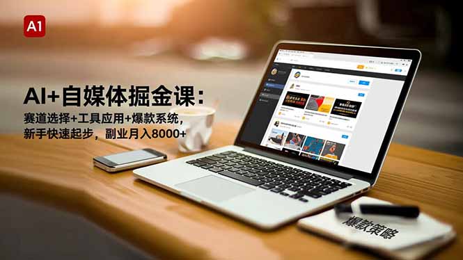 AI+自媒体掘金课:赛道选择+工具应用+爆款系统,新手快速起步,副业月入8000+-初遇资源网