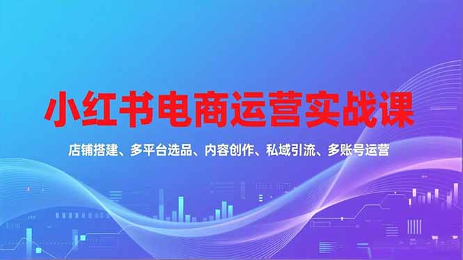 小红书电商运营实战课,店铺搭建、多平台选品、内容创作、私域引流、多账号运营等玩法-初遇资源网