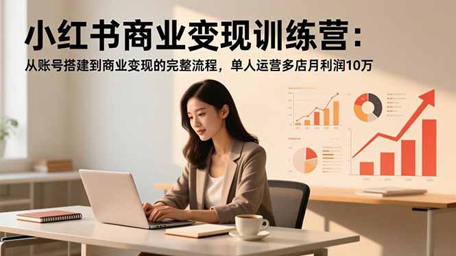 小红书商业变现训练营:从账号搭建到商业变现的完整流程,单人运营多店月利润10万-初遇资源网