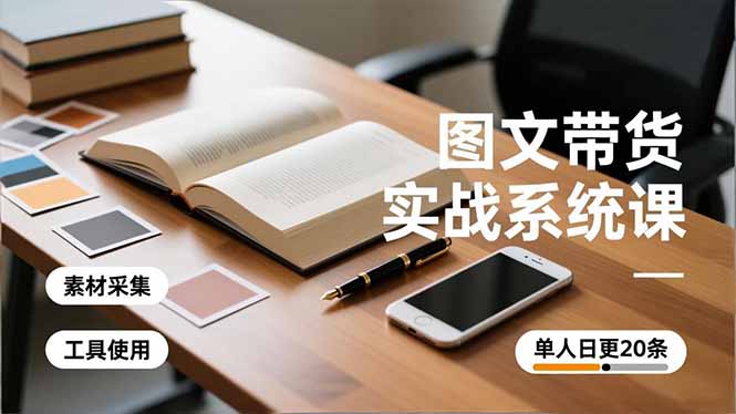 图文带货实战系统课，工具使用、素材采集、防同质化，单人日更20条月入3w+-初遇资源网