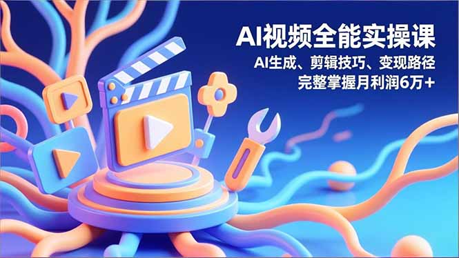 (16731)AI视频全能实操课,AI生成、剪辑技巧、变现路径,完整掌握月利润6万+-初遇资源网