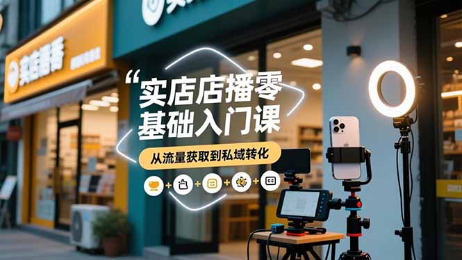 实体店播零基础入门课,实体店+短视频+直播+微信生态+私域社群,从流量获取到私域转化-初遇资源网