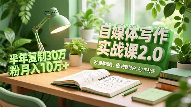 自媒体写作实战课2.0,爆款标题、内容结构、IP打造,半年复制30万粉月入10万+-初遇资源网