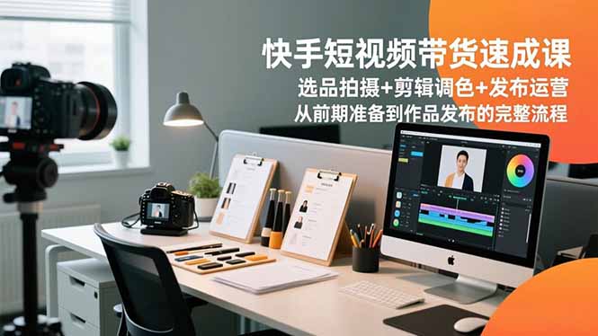 快手短视频带货速成课,选品拍摄+剪辑调色+发布运营,从前期准备到作品发布的完整流程-初遇资源网