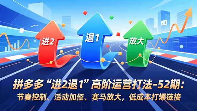 拼多多“进2退1”高阶运营打法-52期:节奏控制、活动加权、赛马放大,低成本打爆链接-初遇资源网